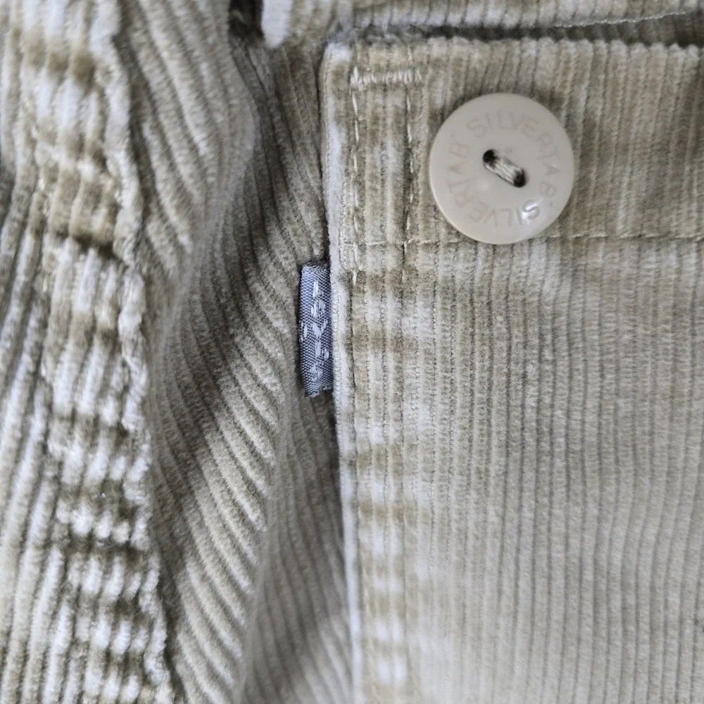 Vintage Levis SilverTab Corduroy Cargo Pants Mens‎ 34x32 Tan Khaki 90s Straight